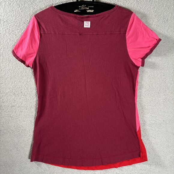 Helly Hansen T Shirt Womens Size XL Diamond Pattern Harlequin Red Pink Boat Neck - Picture 8 of 10